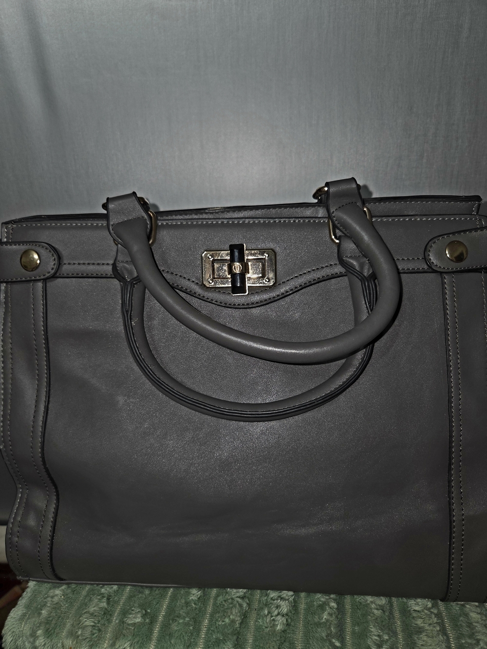 Miztique Charcoal Gray Structured Tote with Turn-Lock